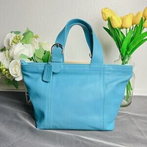 NWOT Coach vintage Waverly Blue Leather Satchel Tote Bag 4133